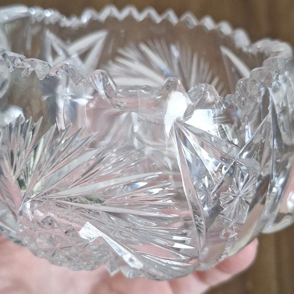 Vintage Pressed Glass Sugar Bowl – Starburst Pattern with Handles